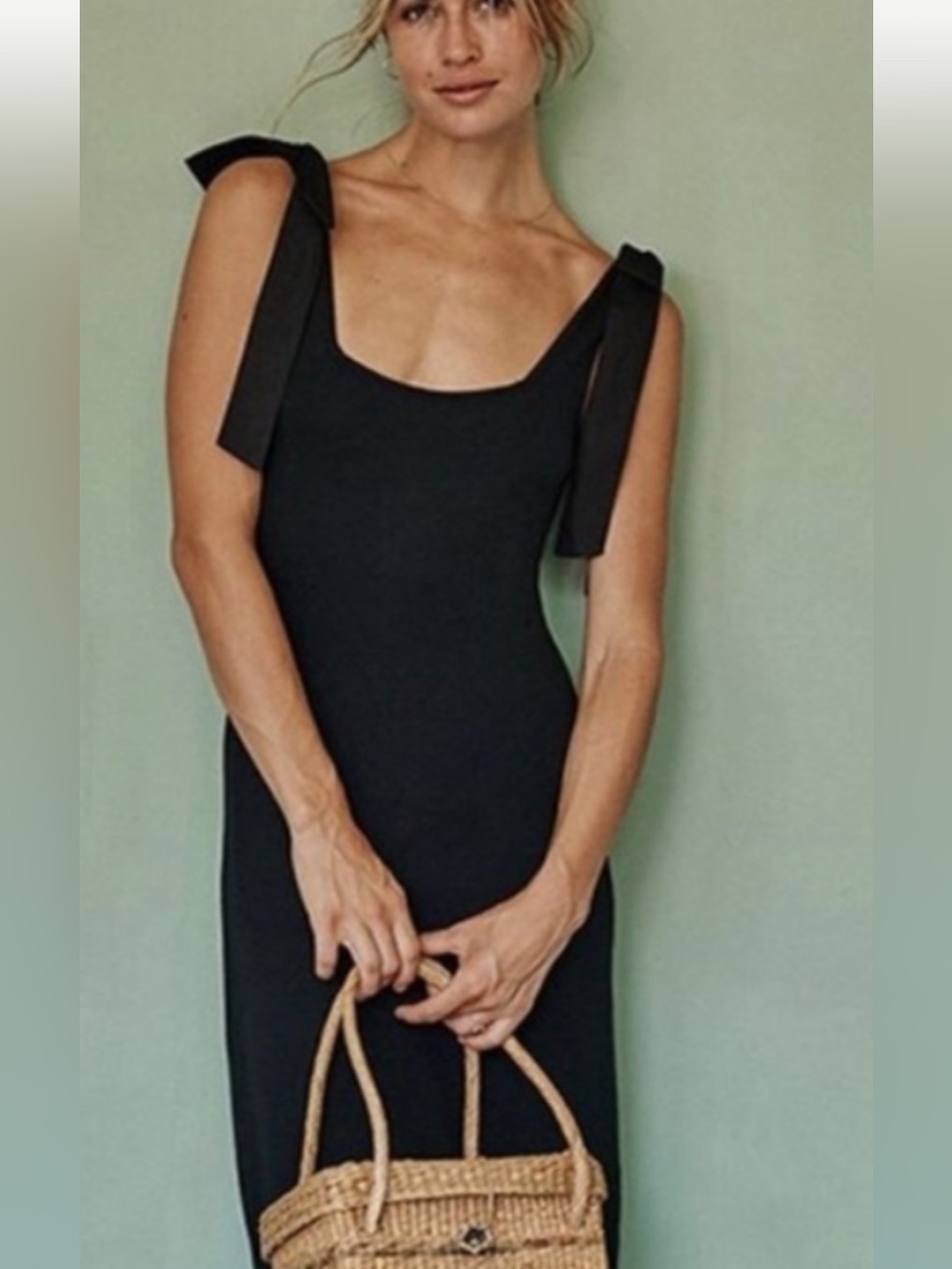 summersalt Black Tie-Shoulder Maxi Dress